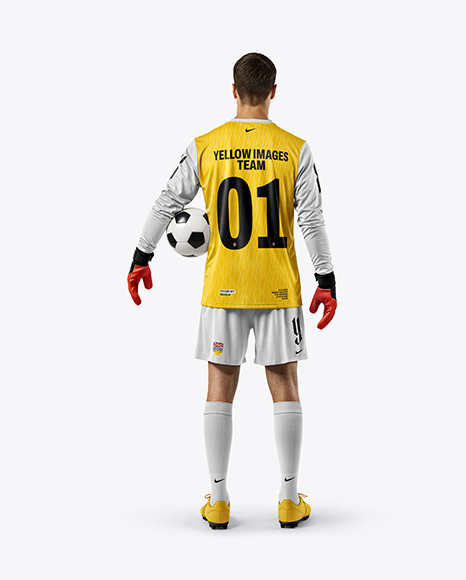 Soccer Goalkeeper Wearing Long Sleeve Jersey and Shorts Mockup - Jersey t shirt mockup