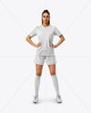 Woman Wearing Soccer Jersey and Shorts Mockup