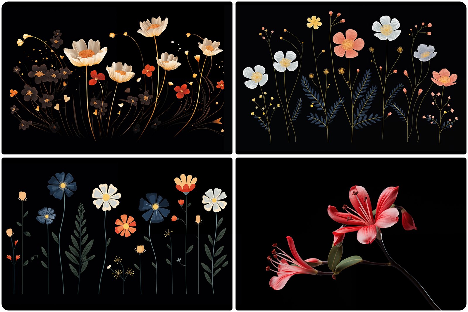 120 Flowers Poster Illustration Backgrounds