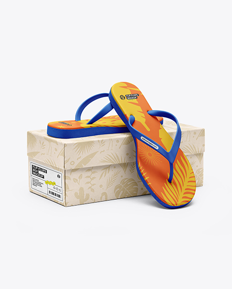 Flip Flops With Box Mockup