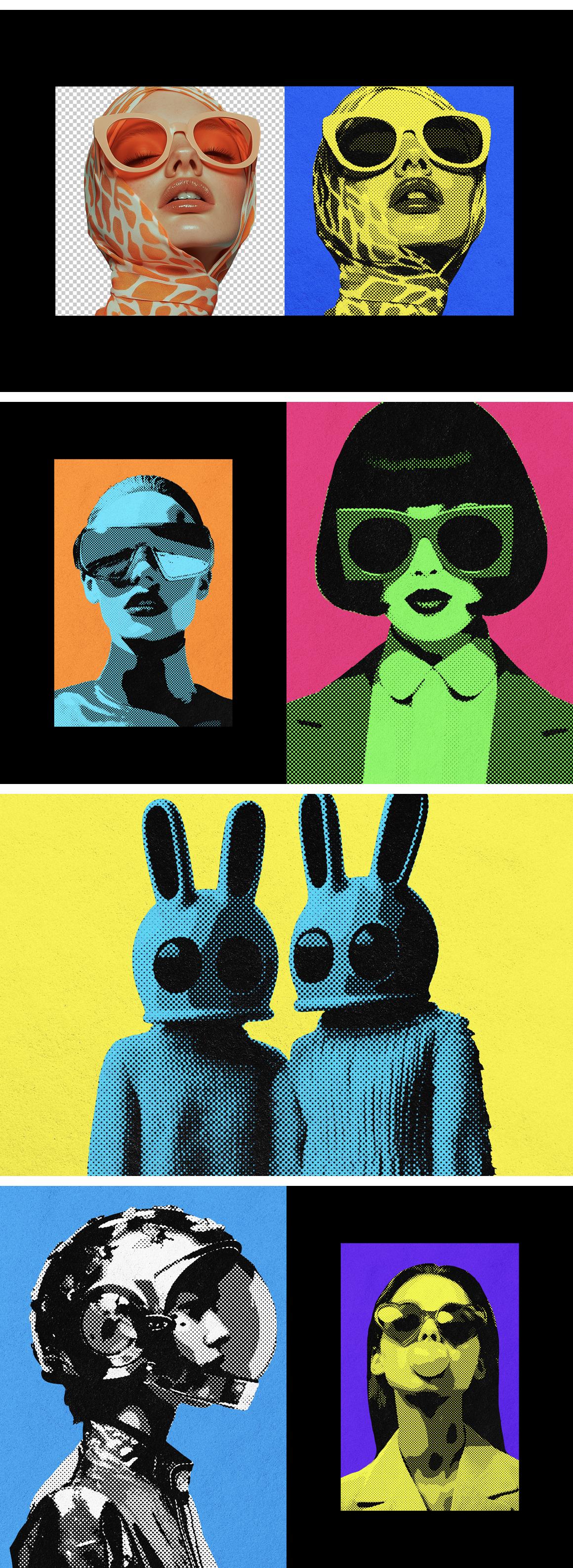 Pop Art Halftone Template Effect