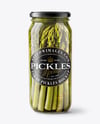Clear Glass Jar with Pickled Asparagus Mockup