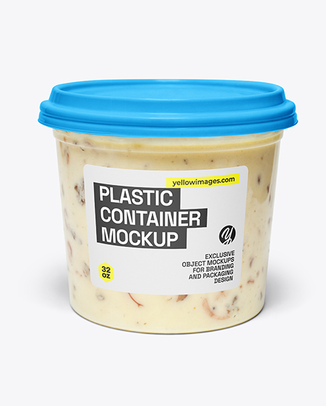 Plastic Container with Clam Chowder Mockup