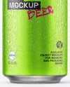 330ml Matte Metallic Drink Can with Drops Mockup