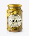 Clear Glass Jar with Pickled Okra Mockup