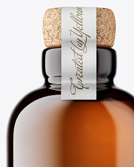 Amber Bottle with Cork Mockup