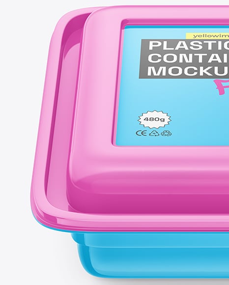 Glossy Plastic Food Container Mockup