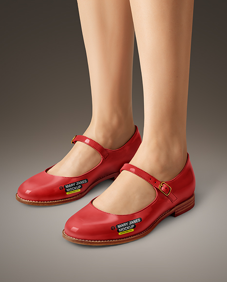 Pair of Mary Janes on Woman's Legs Mockup