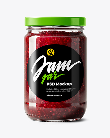 Glass Jar with Cherry Jam Mockup - Glass can mockup