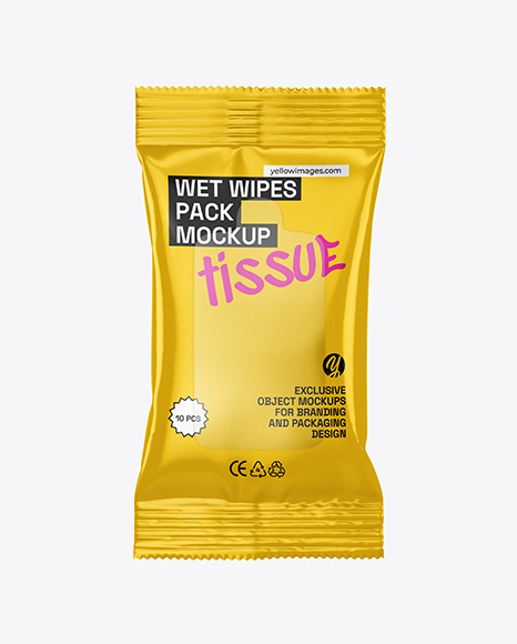 Glossy Wet Wipes Pack Mockup