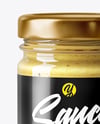 Clear Glass Jar with Dijon Mustard Mockup