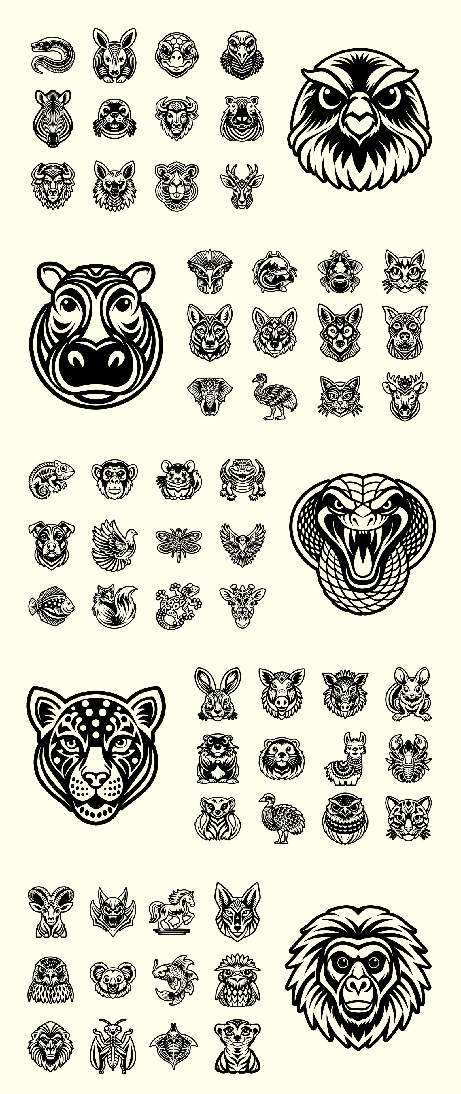 Animals and Birds Glyph Icon Set
