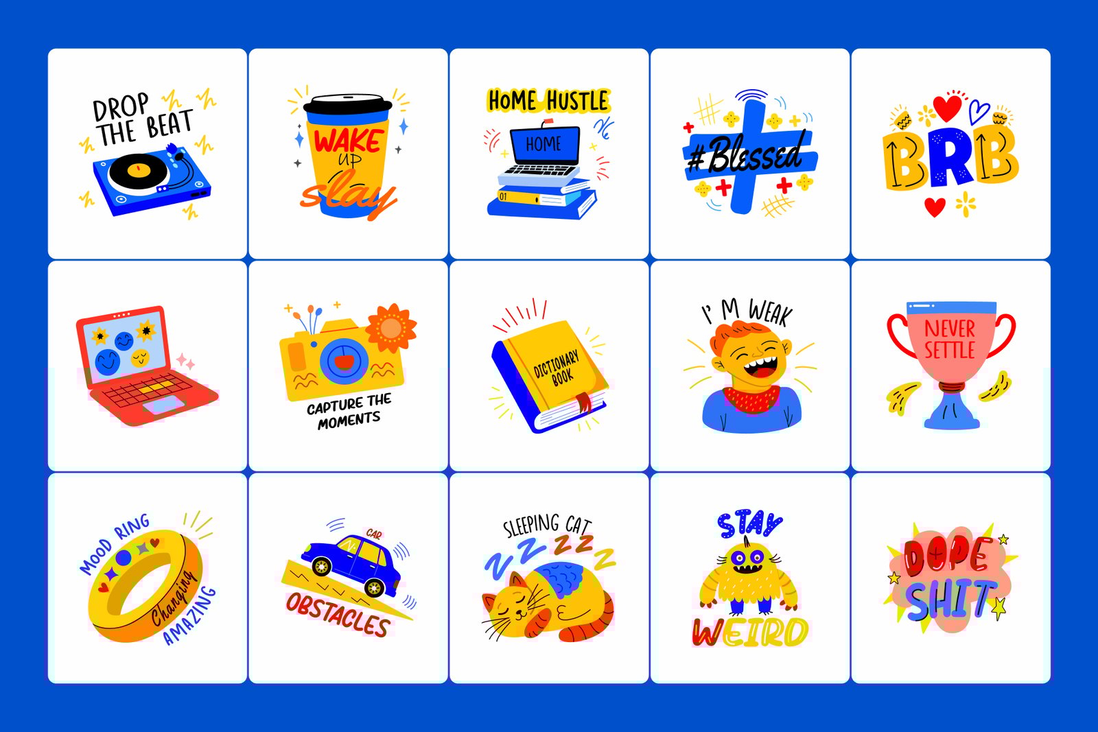 Animated Teenage Stickers Set