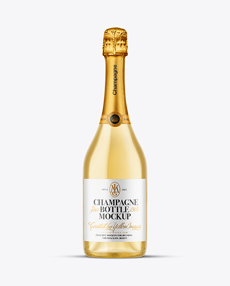 Clear Glass White Champagne Bottle Mockup