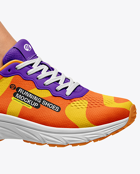 Running Shoes on Women's Legs Mockup