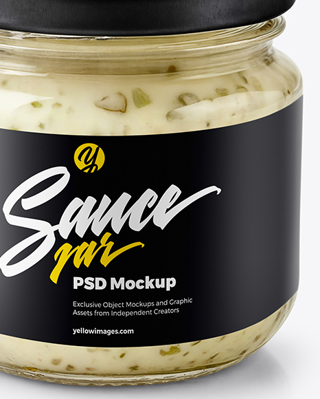 Glass Jar with Horseradish Sauce Mockup