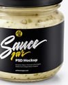 Glass Jar with Horseradish Sauce Mockup
