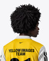 Man with Afro Hairstyle Wearing Polo Collar Jersey and Shorts Mockup