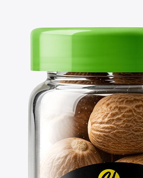 Glass Jar with Whole Nutmeg Mockup
