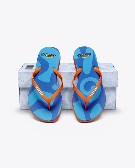 Flip Flops with Box Mockup
