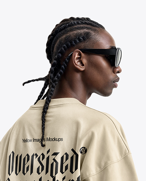 Black Man Wearing an Oversize Sweatshirt and Wide Jeans Mockup
