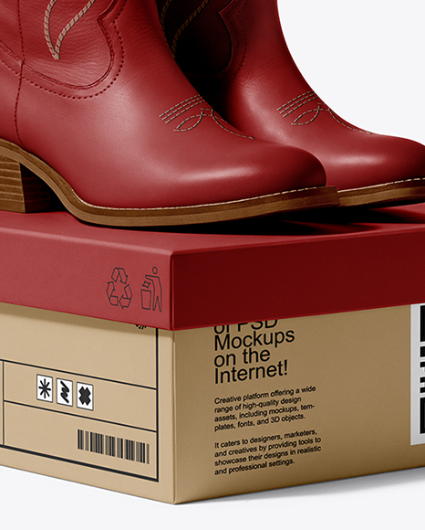 Cowboy Boots on Shoe Box Mockup