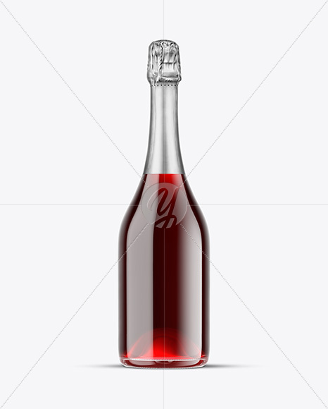 Clear Glass Red Champagne Bottle Mockup