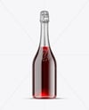 Clear Glass Red Champagne Bottle Mockup