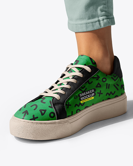 Woman Wearing Pants and Sneakers Mockup