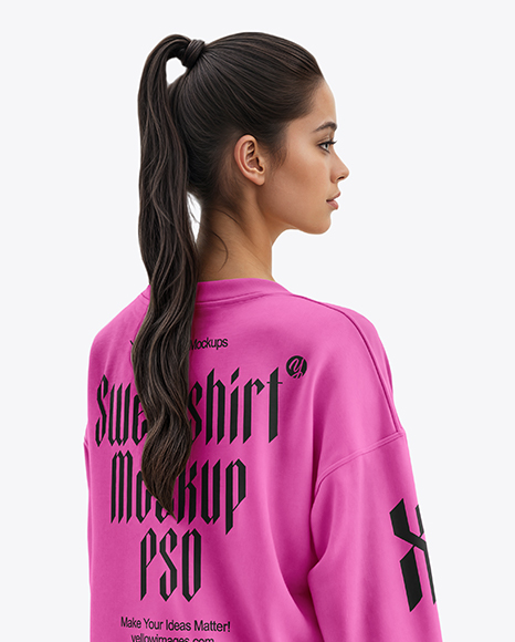 Young Woman Wearing a Sweatshirt Mockup
