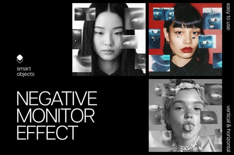 Negative Monitor Photo Effect - Vhs style