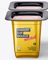4 Metallized Plastic Yoghurt Cups Mockup