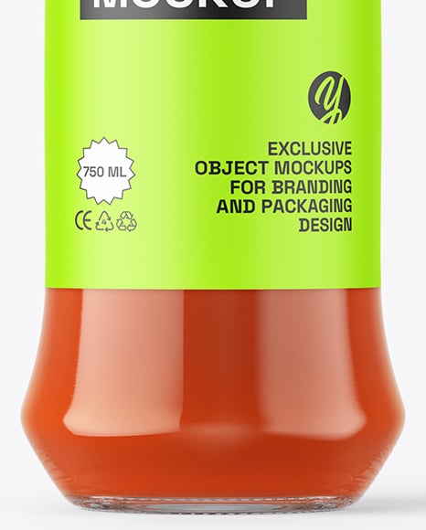 Glass Bottle with Tomato Juice Mockup