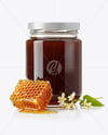 Clear Glass Jar with Buckwheat Honey Mockup