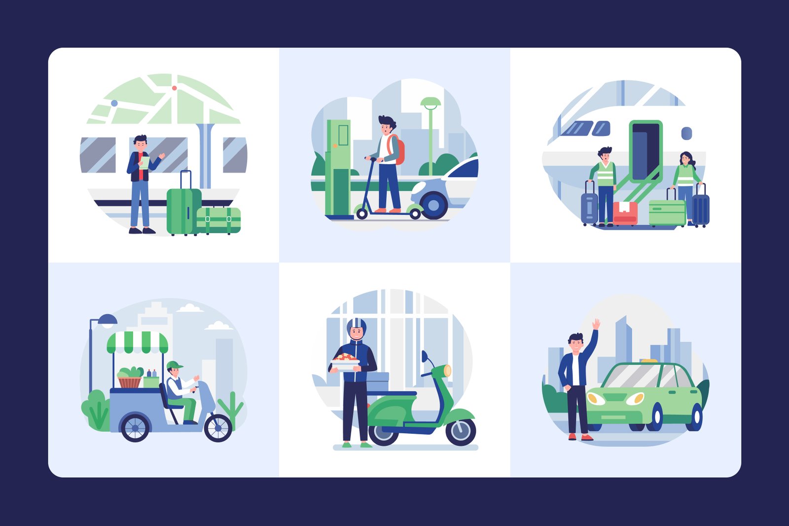 Transport Illustration Art Set
