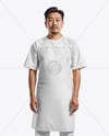 Asian Man Wearing Apron and T-Shirt Mockup