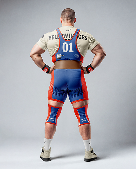 Man Wearing Weightlifing Suit Mockup