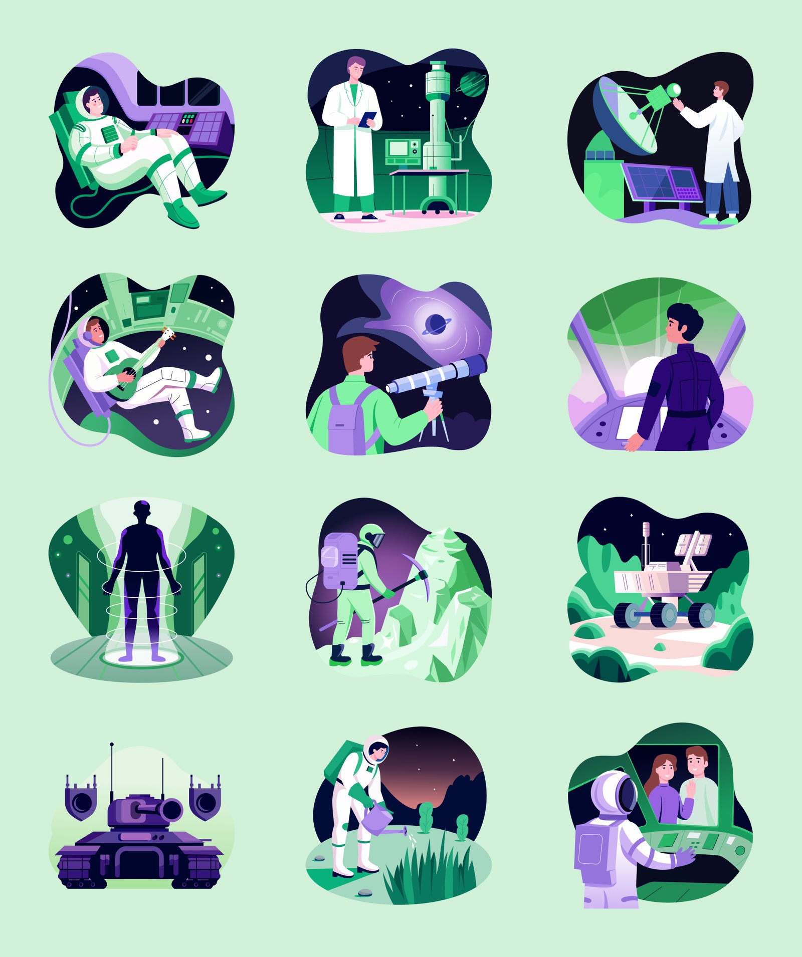 Space and Sci Fi Illustration Set