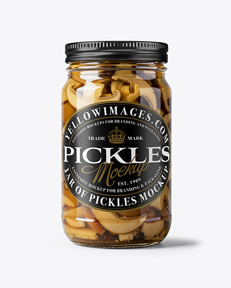 Glass Jar with Porcini Mushrooms Mockup