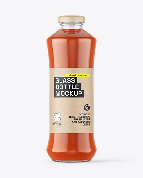 Glass Bottle with Tomato Juice Mockup