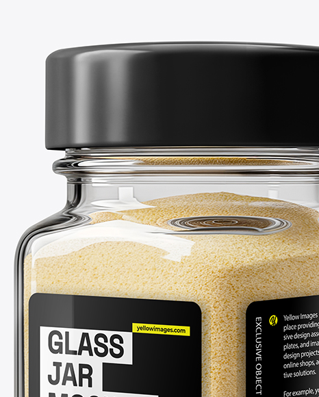 Square Spice Glass Jar with Onion Powder Mockup