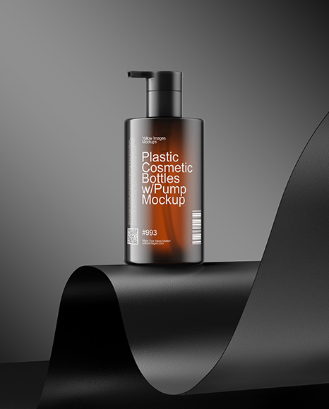 Amber Cosmetic Bottles with Pump Cap Mockup - Snapback cap psd mockup