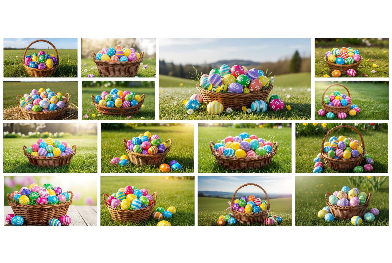 72 Easter Eggs in Basket Stock Photos - Festive Holiday
