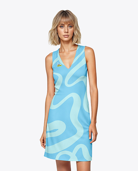 Woman Wearing Dress Mockup - Women+S+Tennis+Dress+Mockup+Front+View+In+Apparel+Mockups+On+Yellow+Images+Object+Mockups