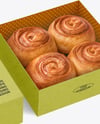 Opened Kraft Box with Cinnamon Buns Mockup
