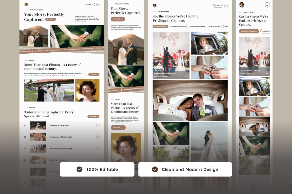 Sophisticated Photographer Portfolio Landing Page