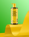 Amber Cosmetic Bottles with Pump Cap Mockup