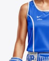 Woman Wearing Boxing Kit with Jersey and Shorts Mockup