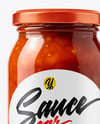 Clear Glass Jar with Tomato Salsa Mockup