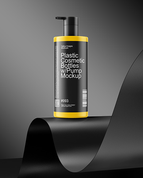 Plastic Cosmetic Bottles with Pump Cap Mockup